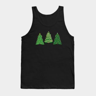 Festive Christmas Trees Trio (Black Background) Tank Top